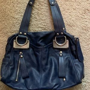 B Makowsky Navy Leather Purse